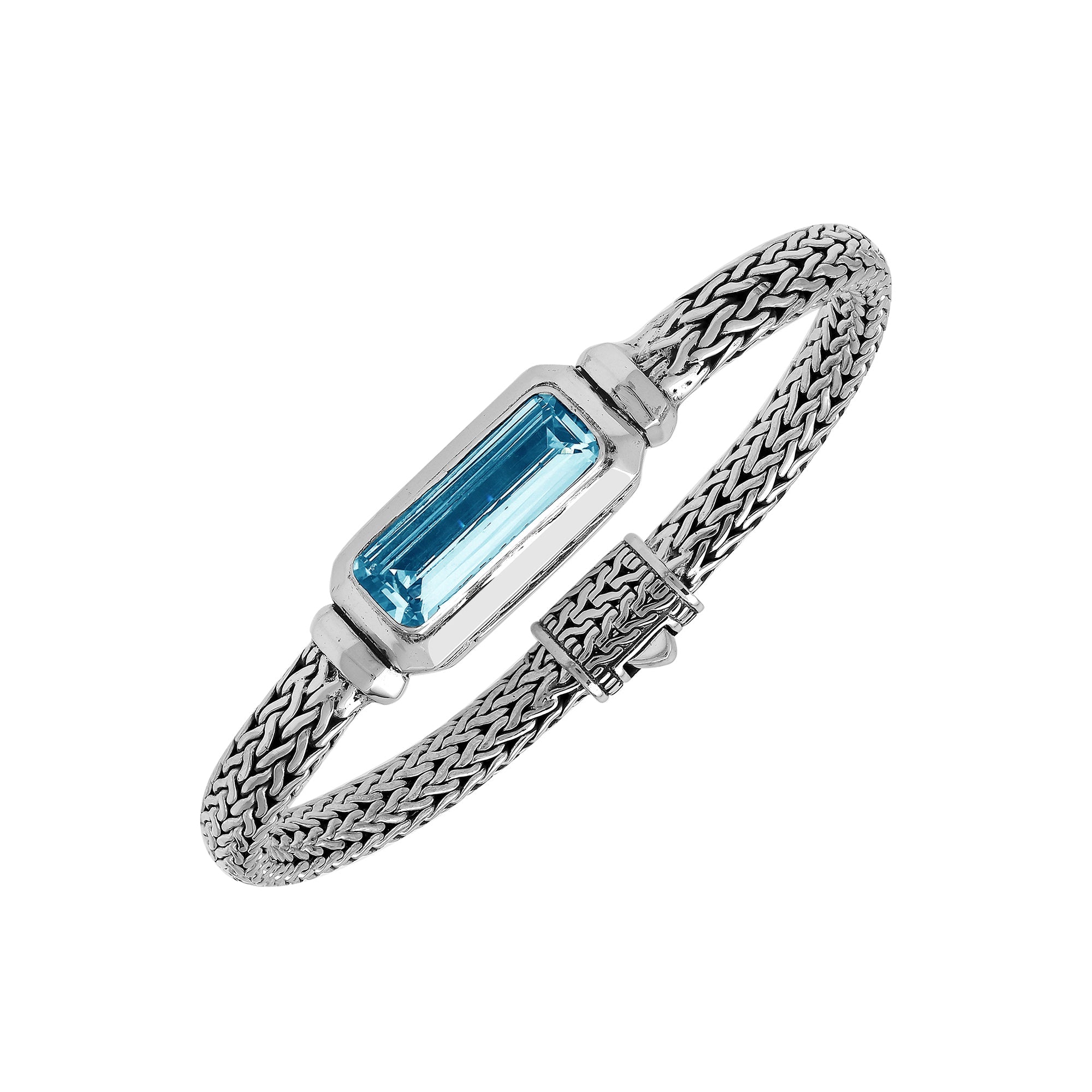 AB-1288-BT Sterling Silver Bracelet With Blue Topaz Q.