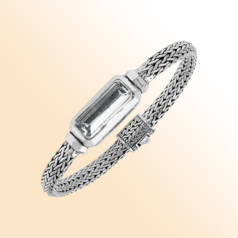 Sterling Silver Bracelet With White Cubic Zirconia Jewelry Bali Designs Inc 