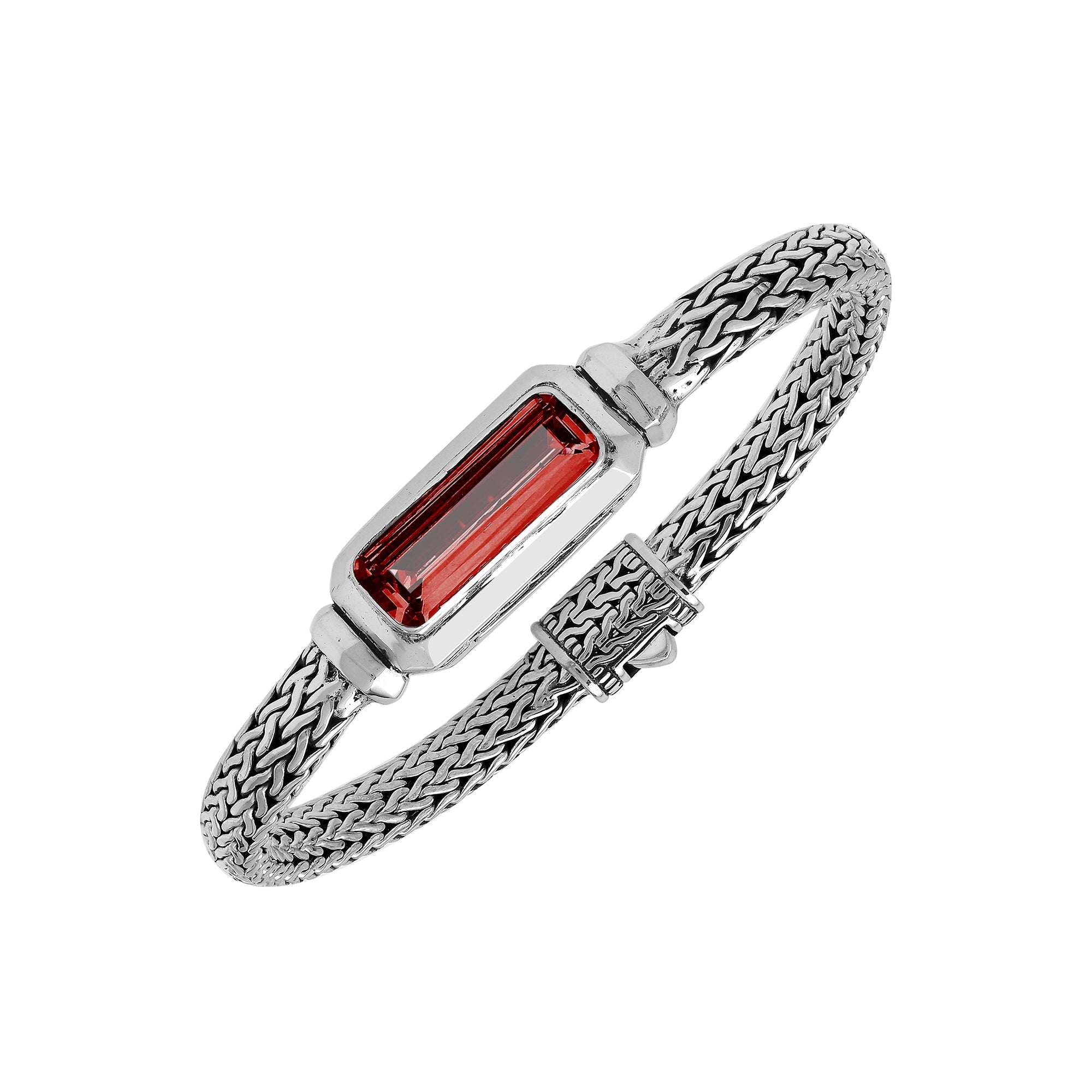AB-1288-GA Sterling Silver Bracelet With Garnet Quartz