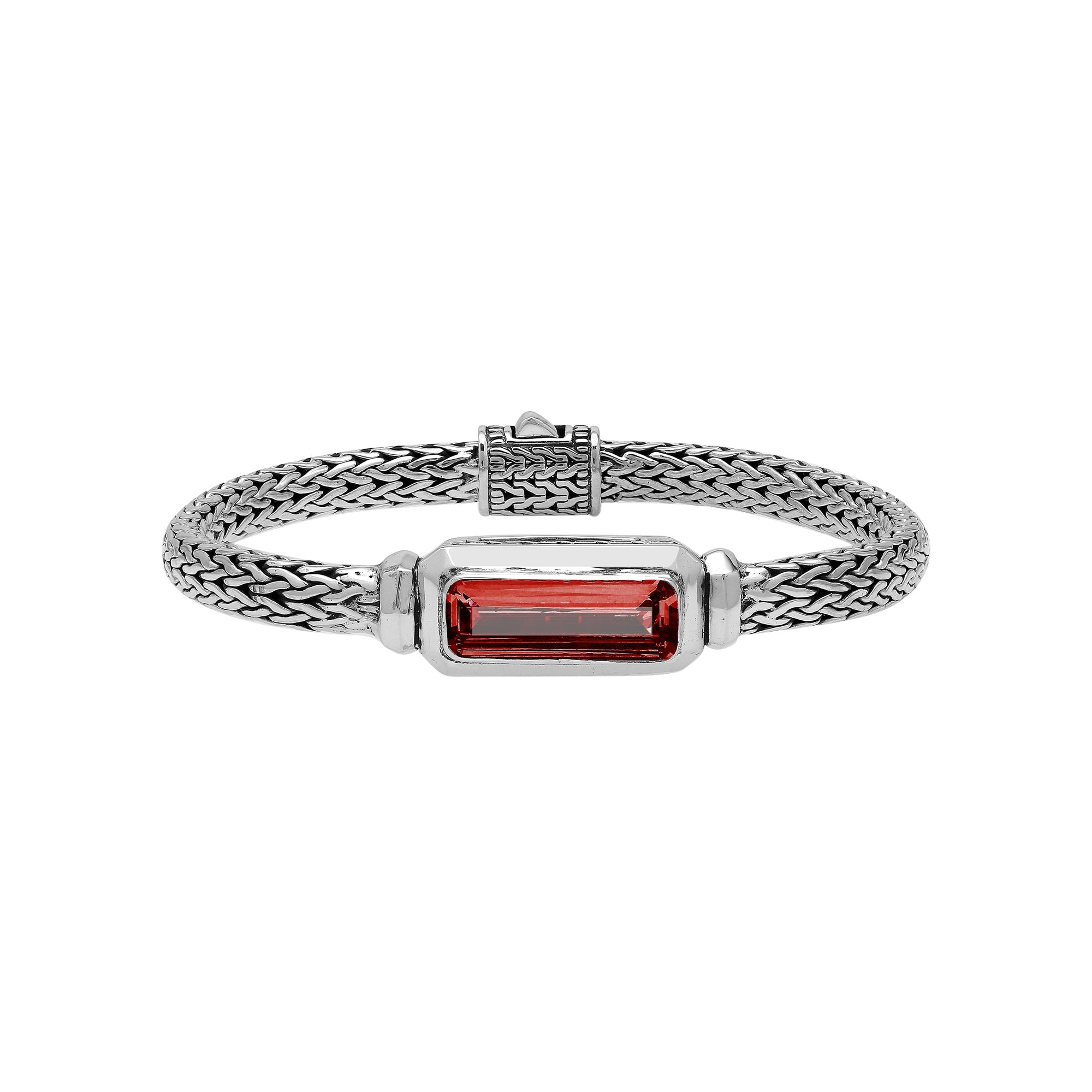 AB-1288-GA Sterling Silver Bracelet With Garnet Quartz
