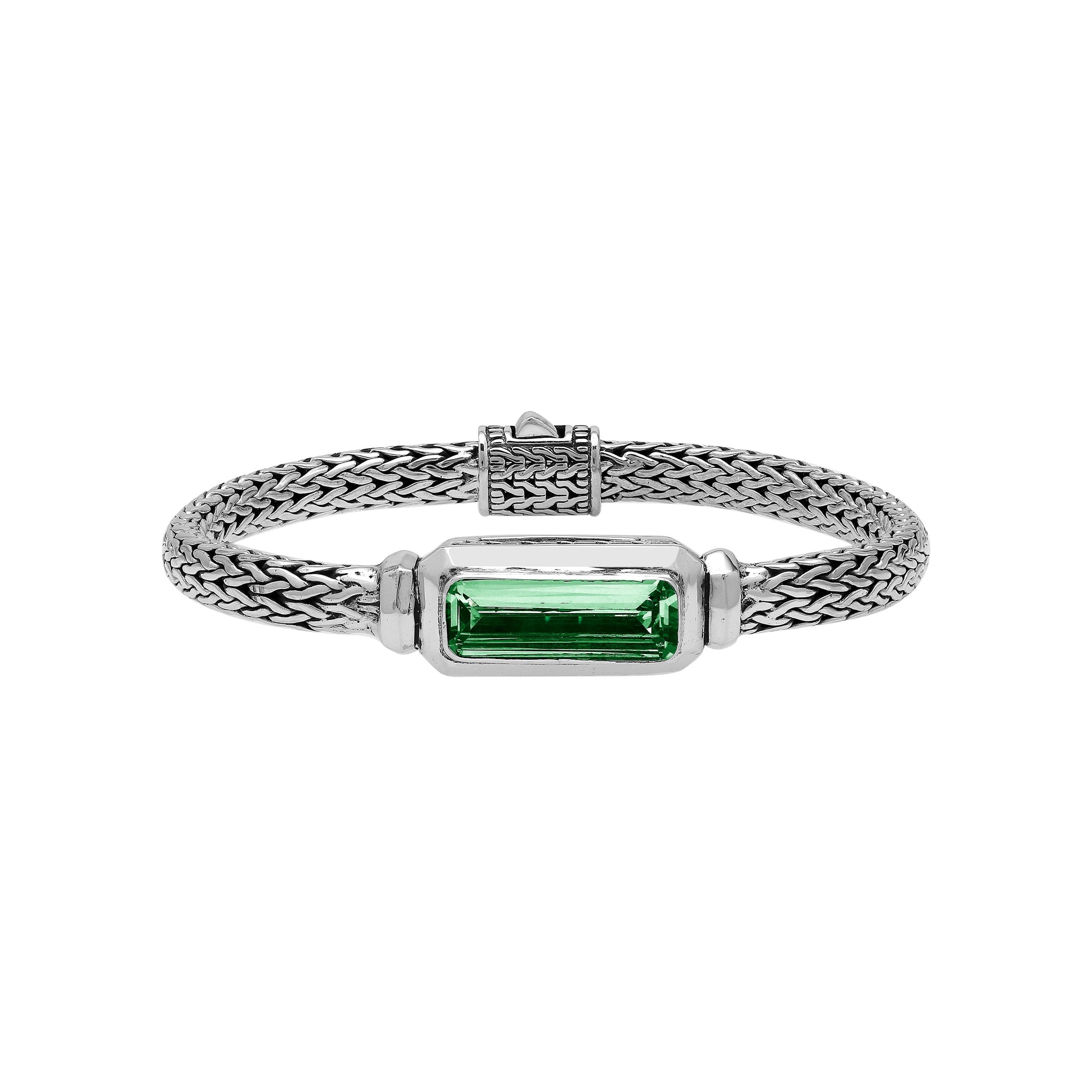 AB-1288-GQ Sterling Silver Bracelet With Green Quartz