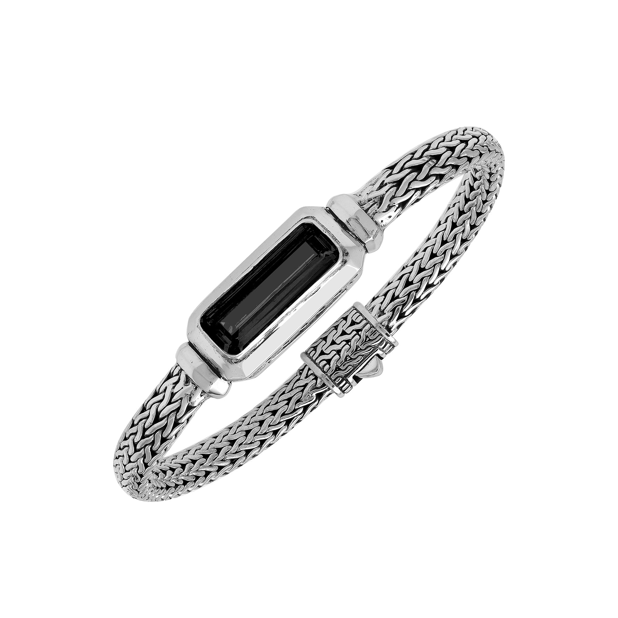 AB-1288-OX Sterling Silver Bracelet With Black Onyx