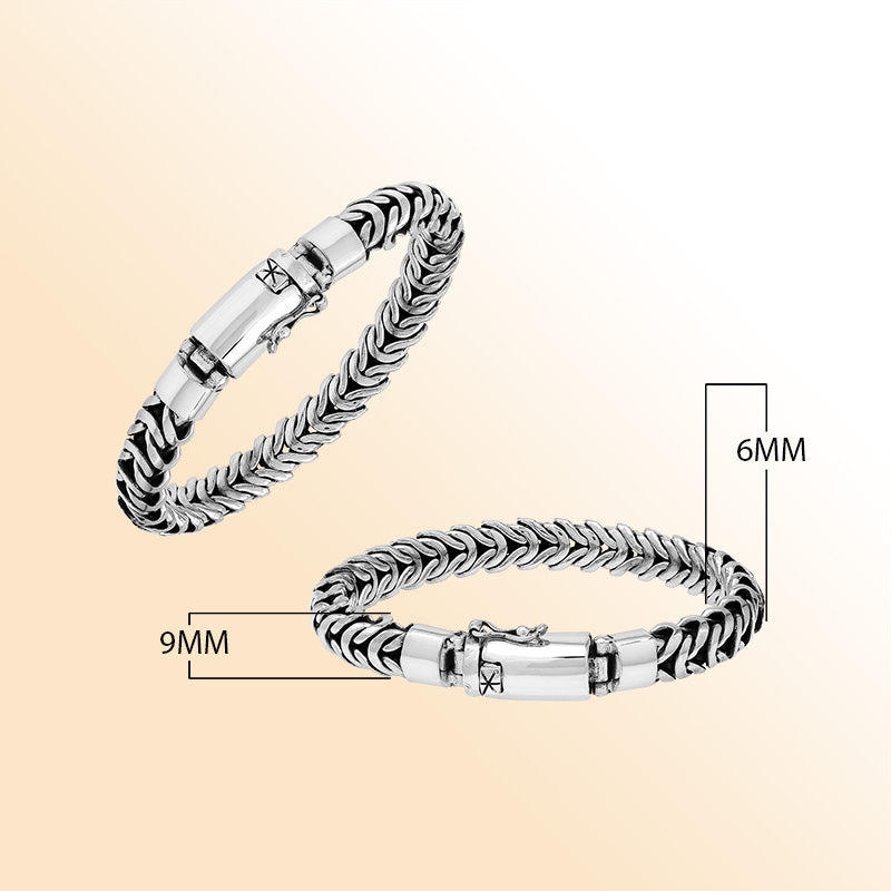 Handmade sterling silver wheat chain bracelet with Bali artisan design and secure clasp – unisex jewelry gift for men or women.