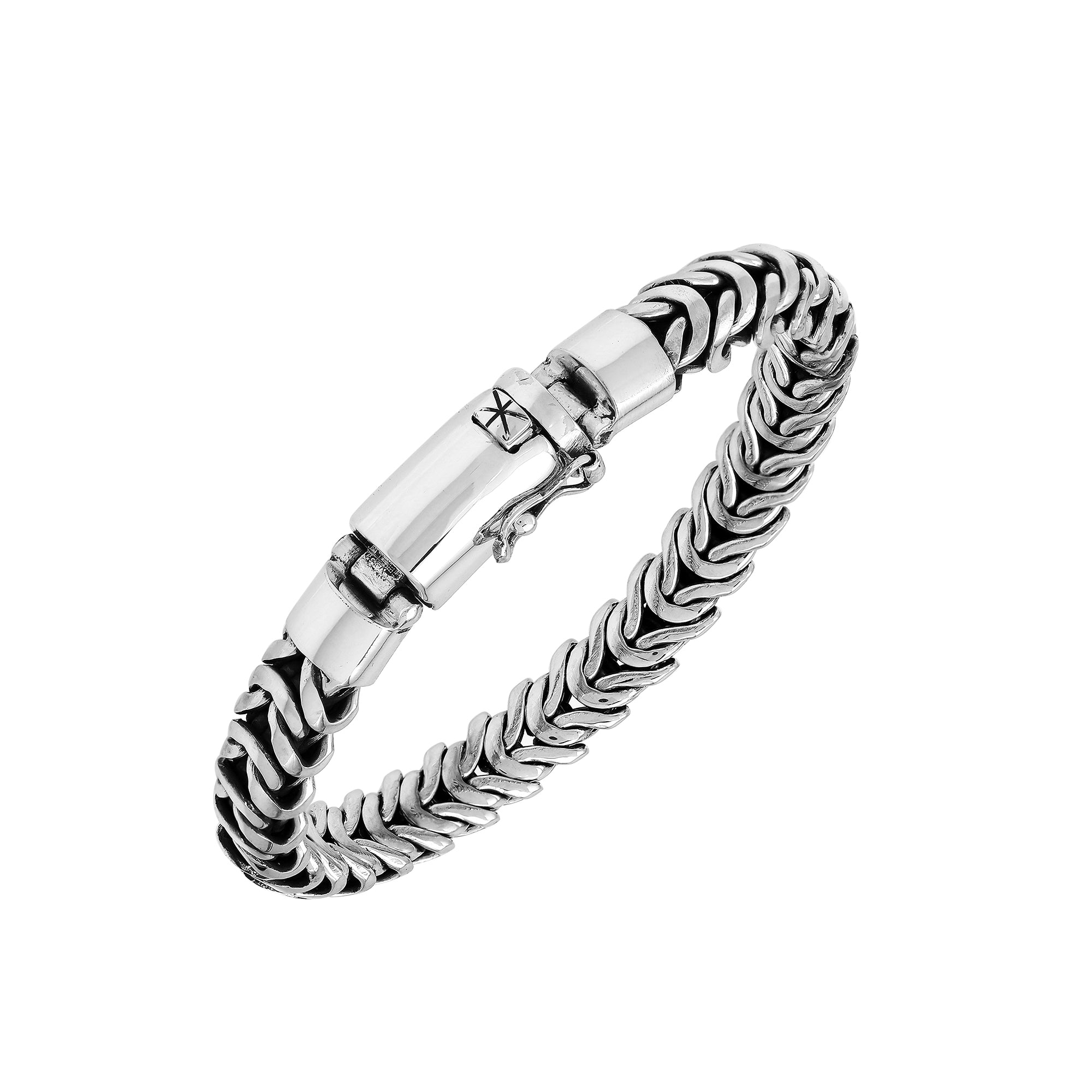 Handmade sterling silver wheat chain bracelet with Bali artisan design and secure clasp – unisex jewelry gift for men or women.