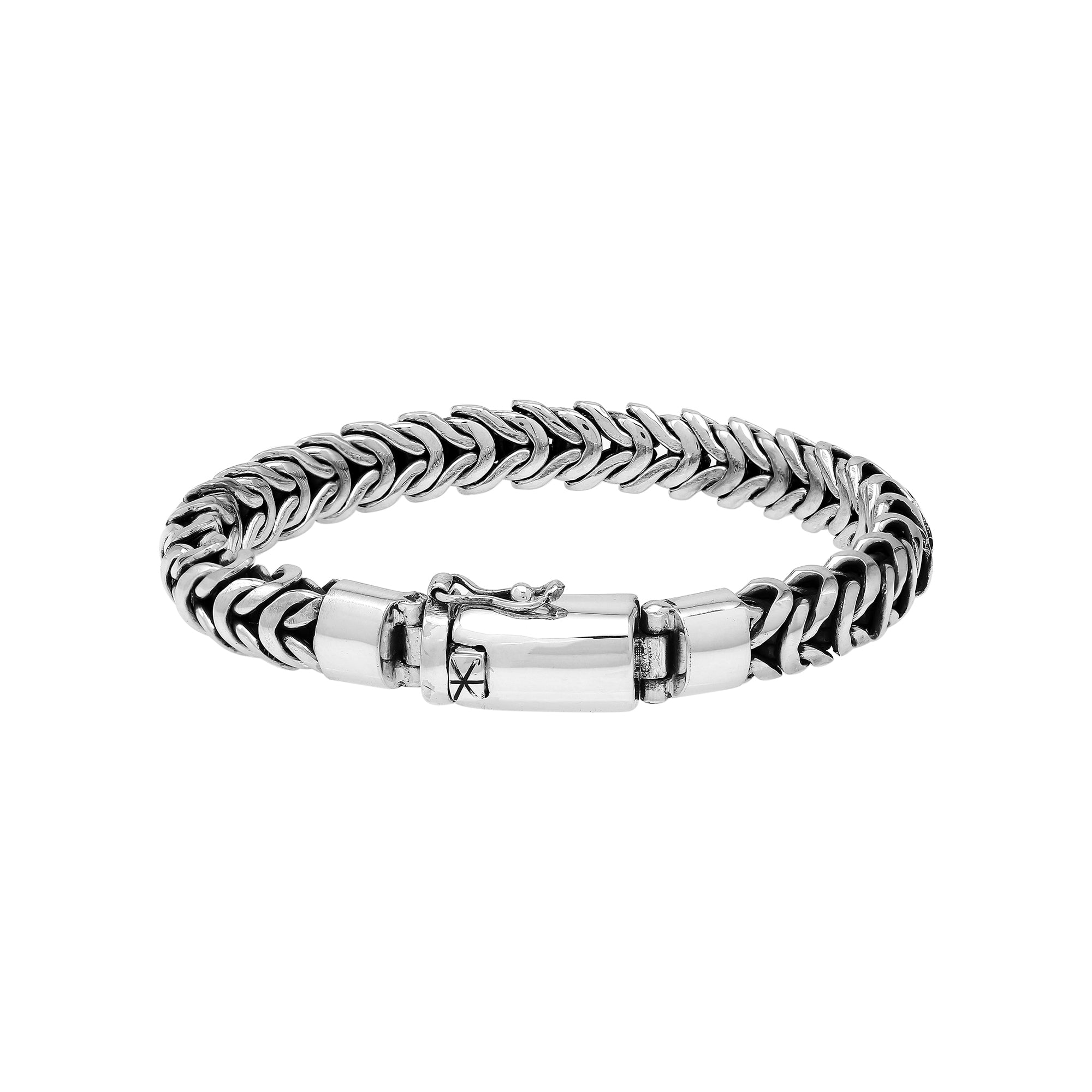 Handmade sterling silver wheat chain bracelet with Bali artisan design and secure clasp – unisex jewelry gift for men or women.