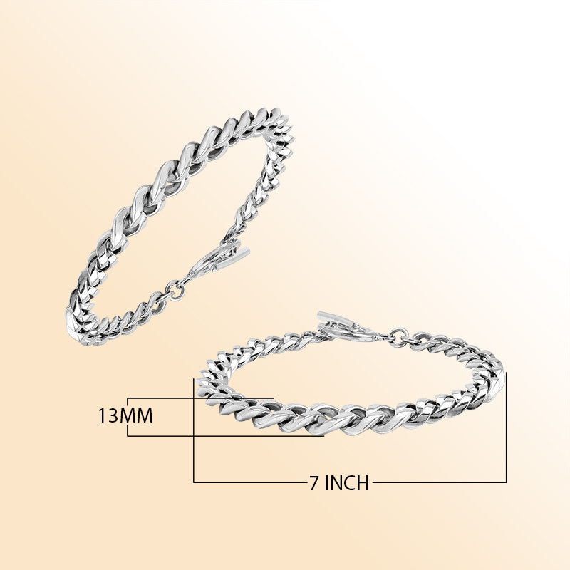 Sterling Silver bold curb chain bracelet with a polished toggle closure and high-gloss finish, offering expressive shine and refined handcrafted detail.
