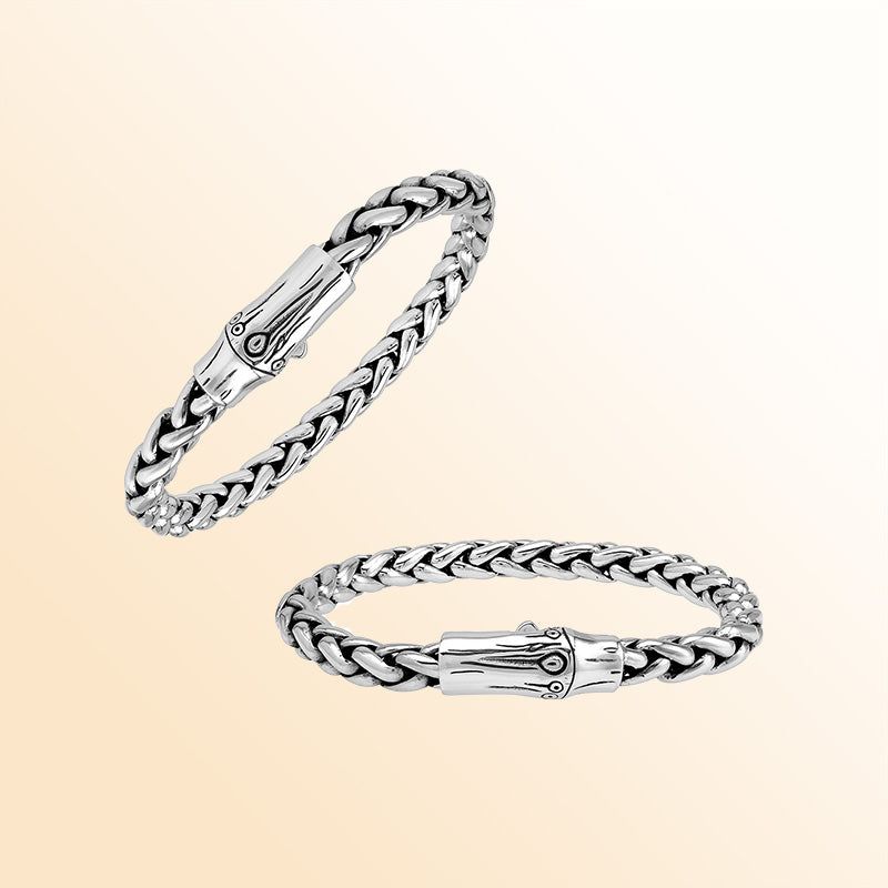 handcrafted sterling silver chain bracelet with push clasp and polished links