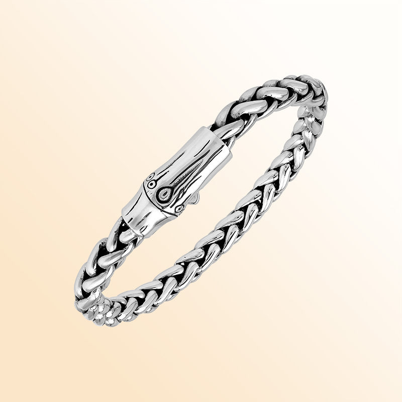 handcrafted sterling silver chain bracelet with push clasp and polished links