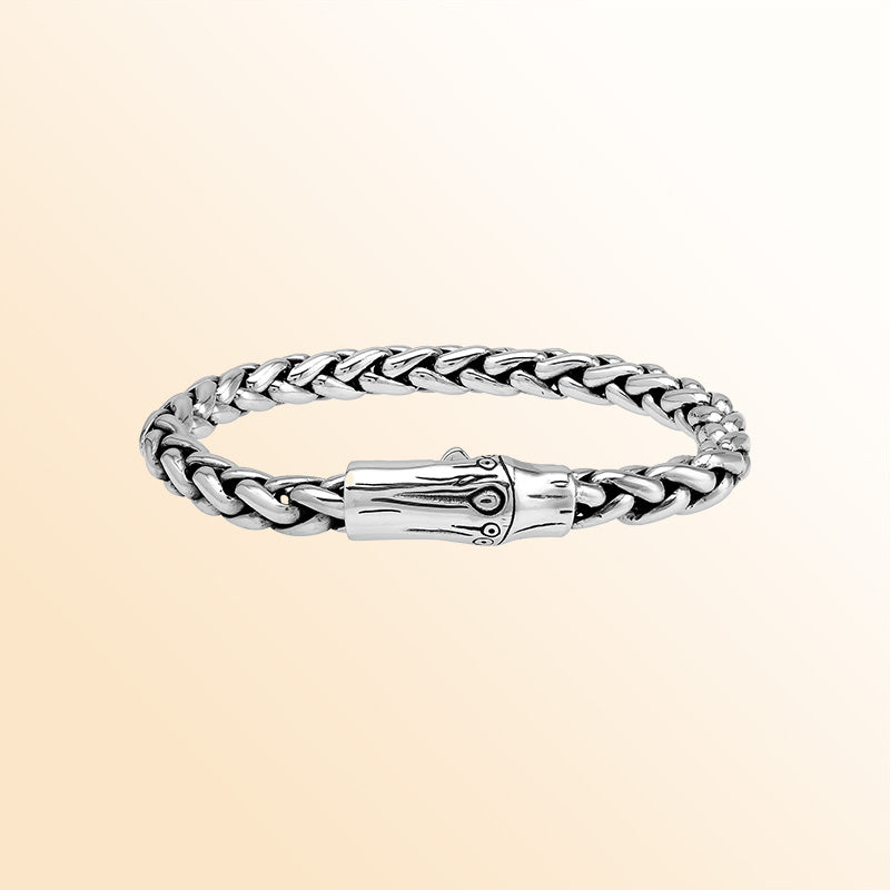 handcrafted sterling silver chain bracelet with push clasp and polished links