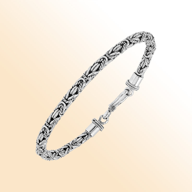 Sterling silver Balinese bracelet with handcrafted wheat-link chain and lobster clasp artisan-made in Bali.