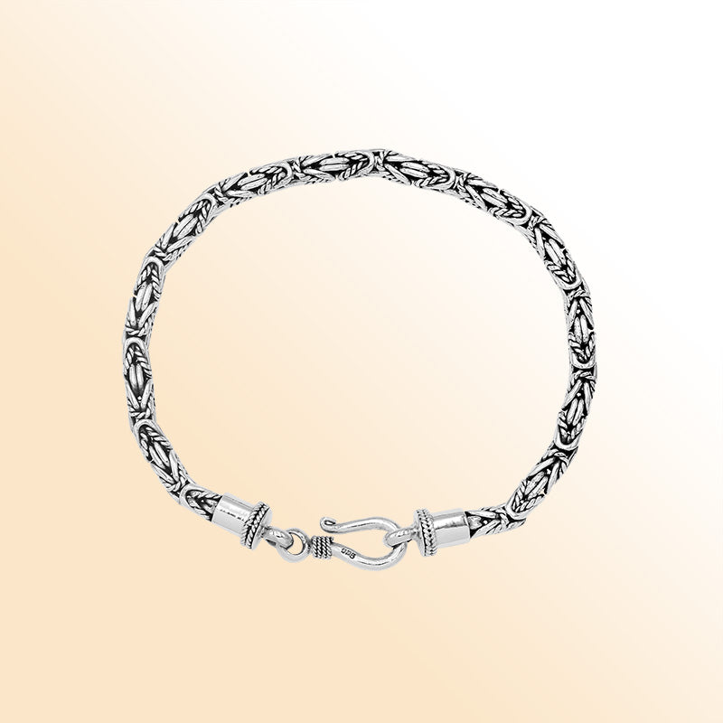 Sterling silver Balinese bracelet with handcrafted wheat-link chain and lobster clasp artisan-made in Bali.