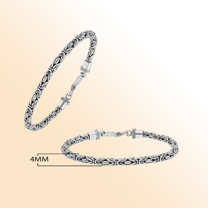 Sterling silver Balinese bracelet with handcrafted wheat-link chain and lobster clasp artisan-made in Bali.