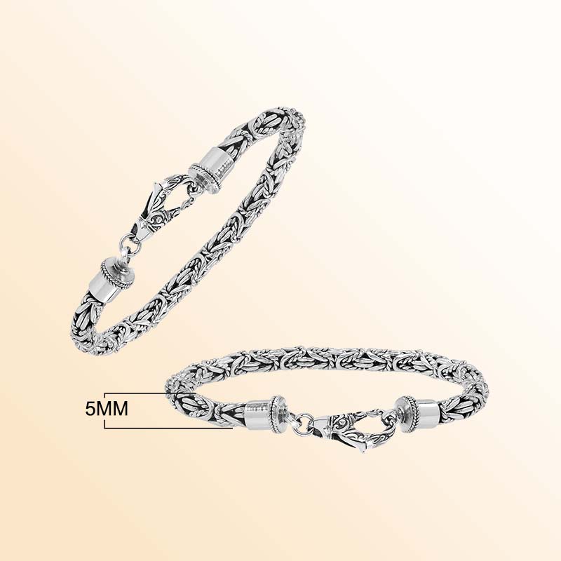 Sterling silver bracelet with Balinese woven chain and handcrafted lobster clasp made in Bali.