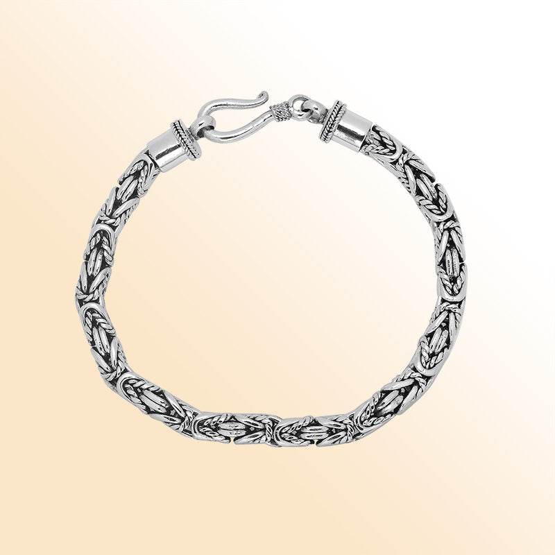 Sterling silver bracelet with Balinese woven chain and handcrafted lobster clasp made in Bali.