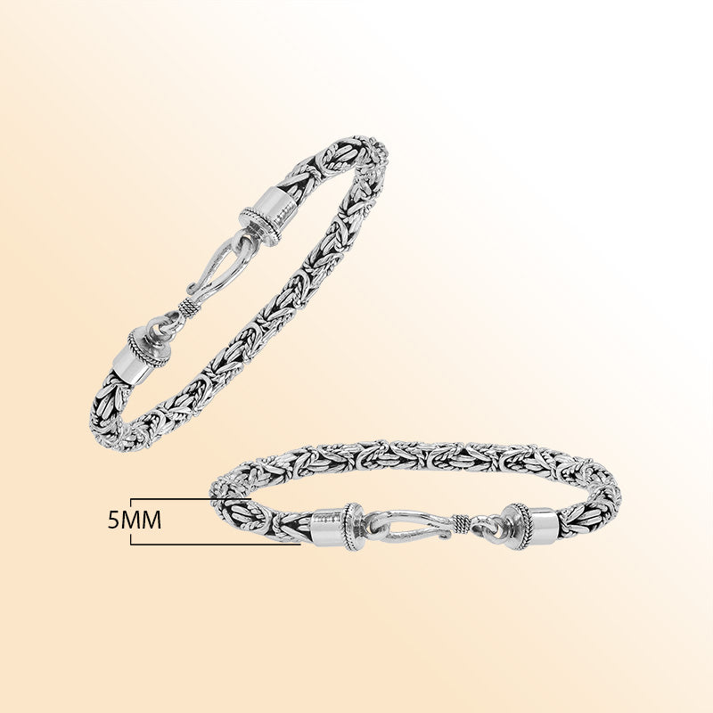 Sterling silver bracelet with Balinese woven chain and handcrafted lobster clasp made in Bali.