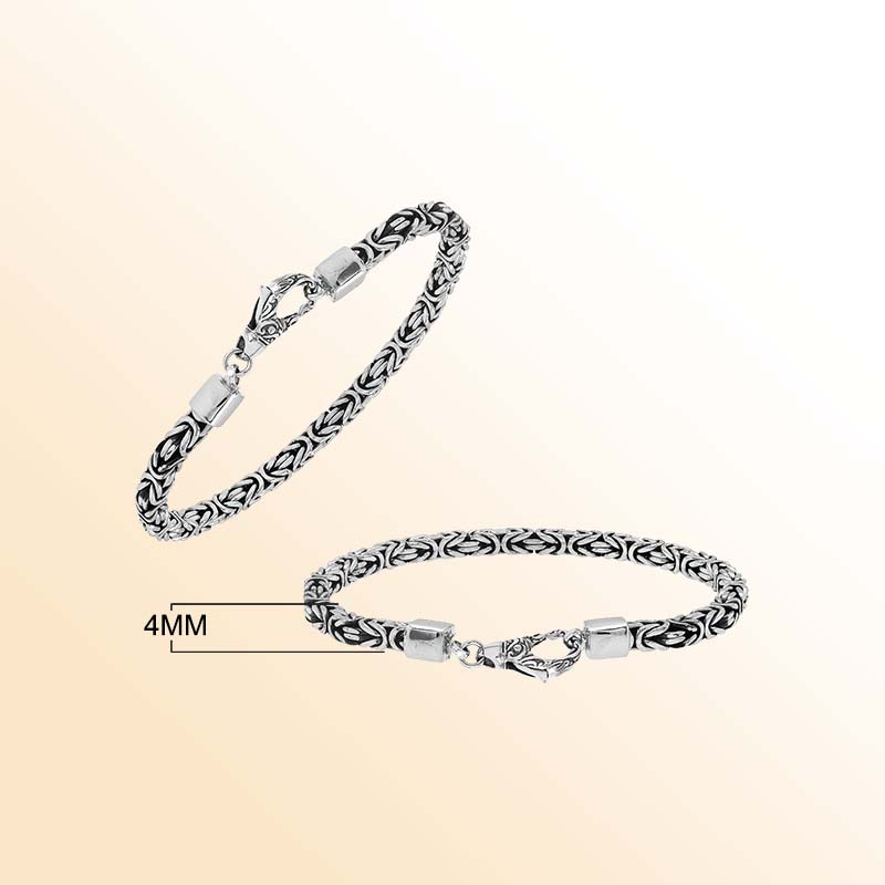 Sterling silver Byzantine chain bracelet with lobster clasp handcrafted in Bali