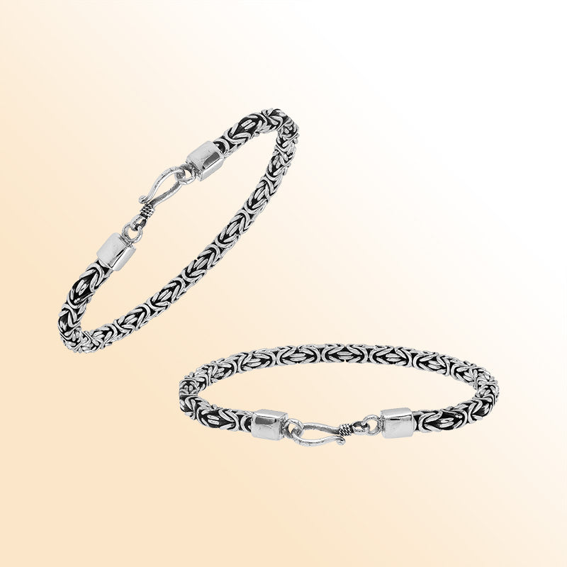 Sterling silver Byzantine chain bracelet with lobster clasp handcrafted in Bali