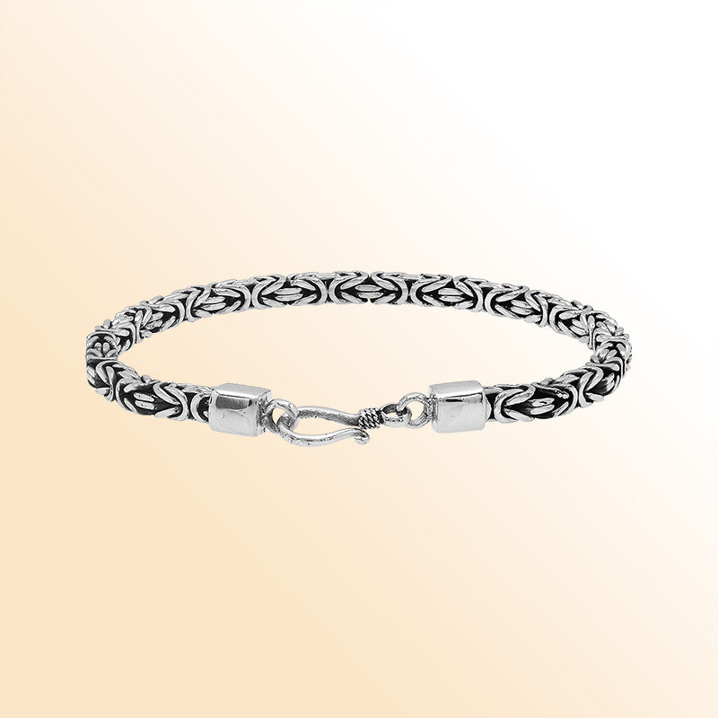 Sterling silver Byzantine chain bracelet with lobster clasp handcrafted in Bali