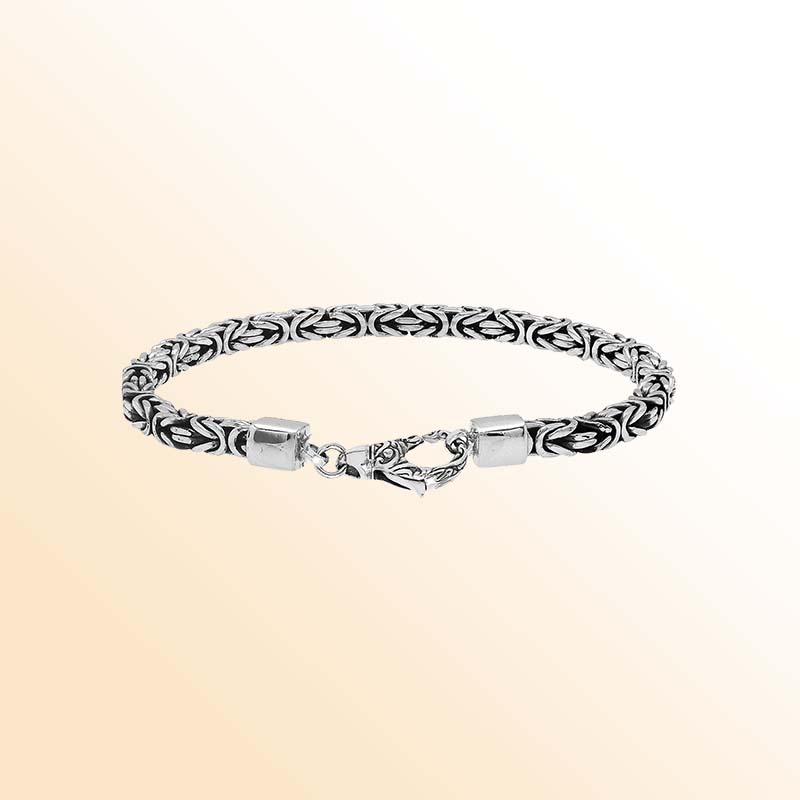 Sterling silver Byzantine chain bracelet with lobster clasp handcrafted in Bali