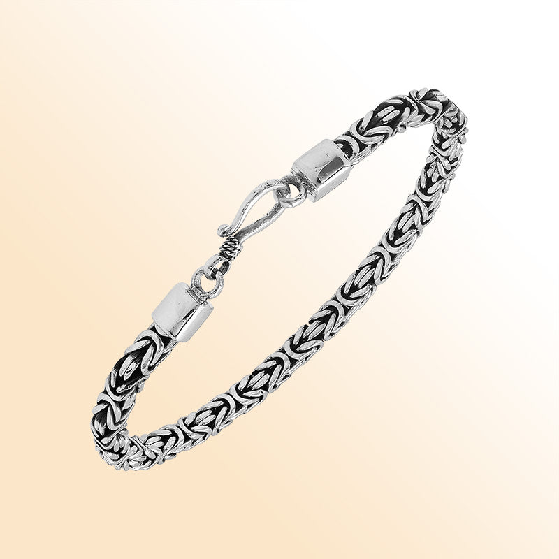Sterling silver Byzantine chain bracelet with lobster clasp handcrafted in Bali