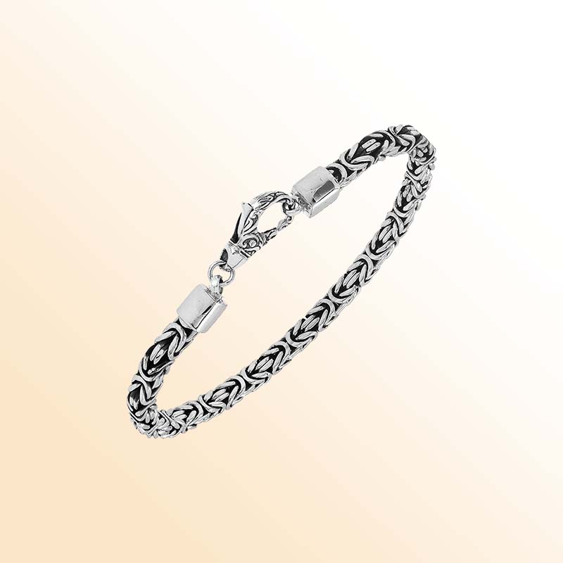 Sterling silver Byzantine chain bracelet with lobster clasp handcrafted in Bali