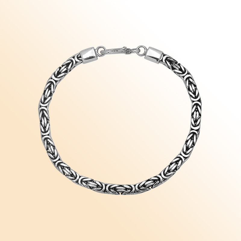Sterling silver Byzantine chain bracelet with lobster clasp handcrafted in Bali