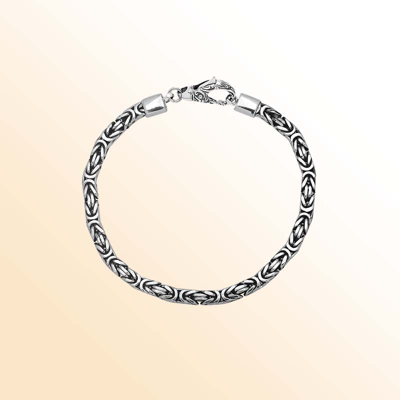 Sterling silver Byzantine chain bracelet with lobster clasp handcrafted in Bali