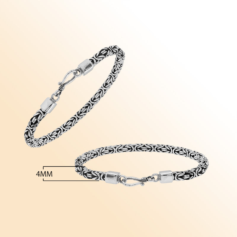 Sterling silver Byzantine chain bracelet with lobster clasp handcrafted in Bali
