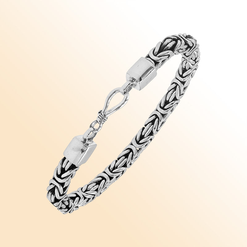 Sterling silver 5mm Byzantine chain bracelet with lobster clasp handcrafted in Bali