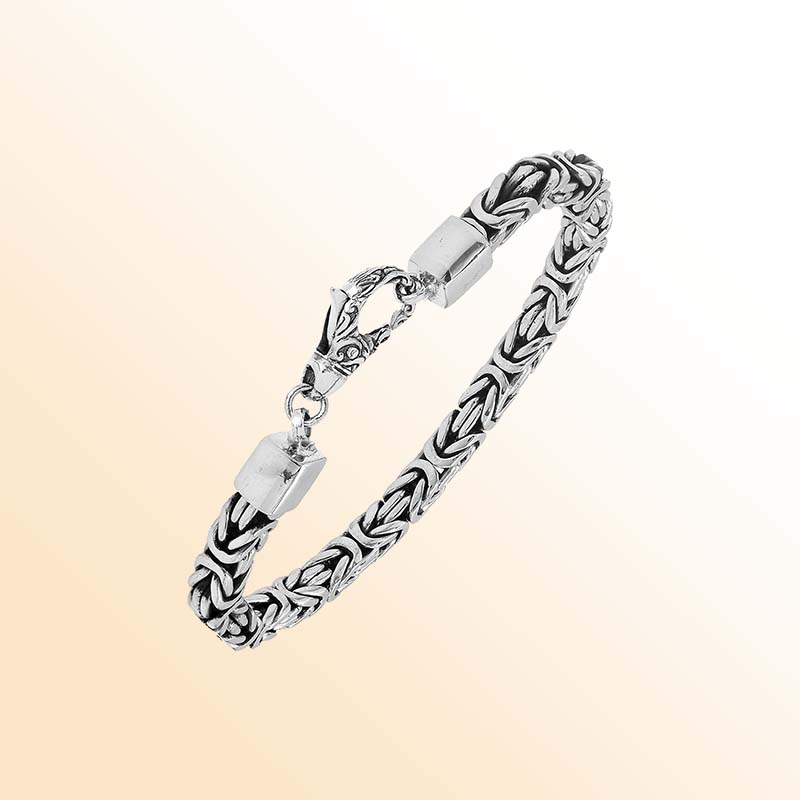 Sterling silver 5mm Byzantine chain bracelet with lobster clasp handcrafted in Bali