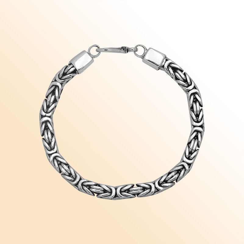 Sterling silver 5mm Byzantine chain bracelet with lobster clasp handcrafted in Bali