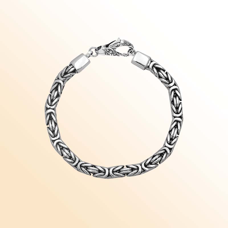 Sterling silver 5mm Byzantine chain bracelet with lobster clasp handcrafted in Bali