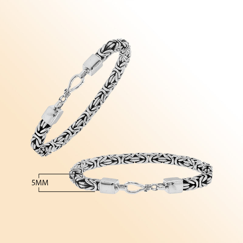Sterling silver 5mm Byzantine chain bracelet with lobster clasp handcrafted in Bali