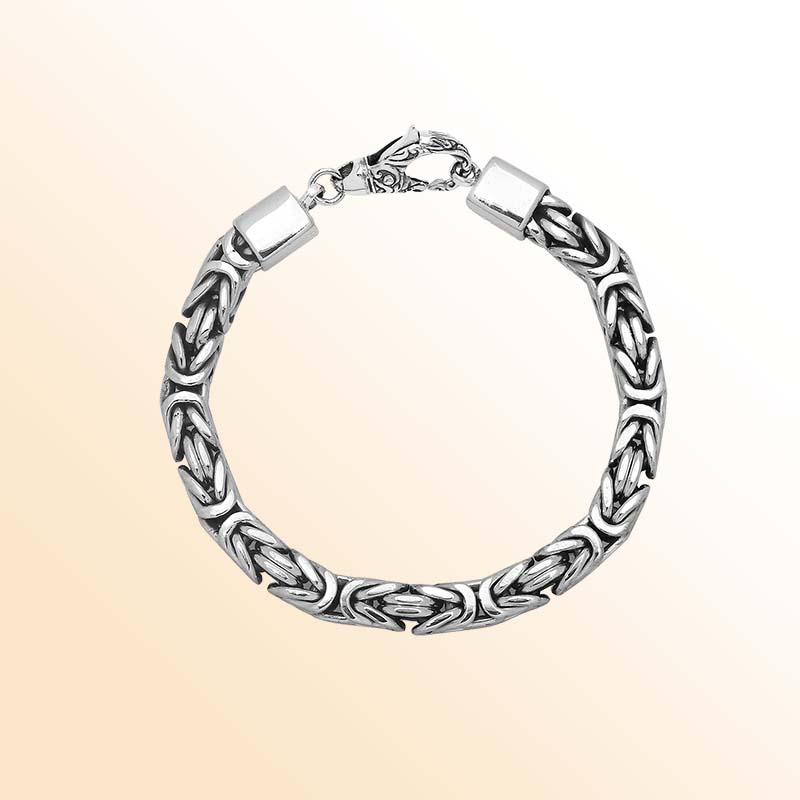 Sterling silver 6mm Byzantine chain bracelet with lobster clasp handcrafted in Bali