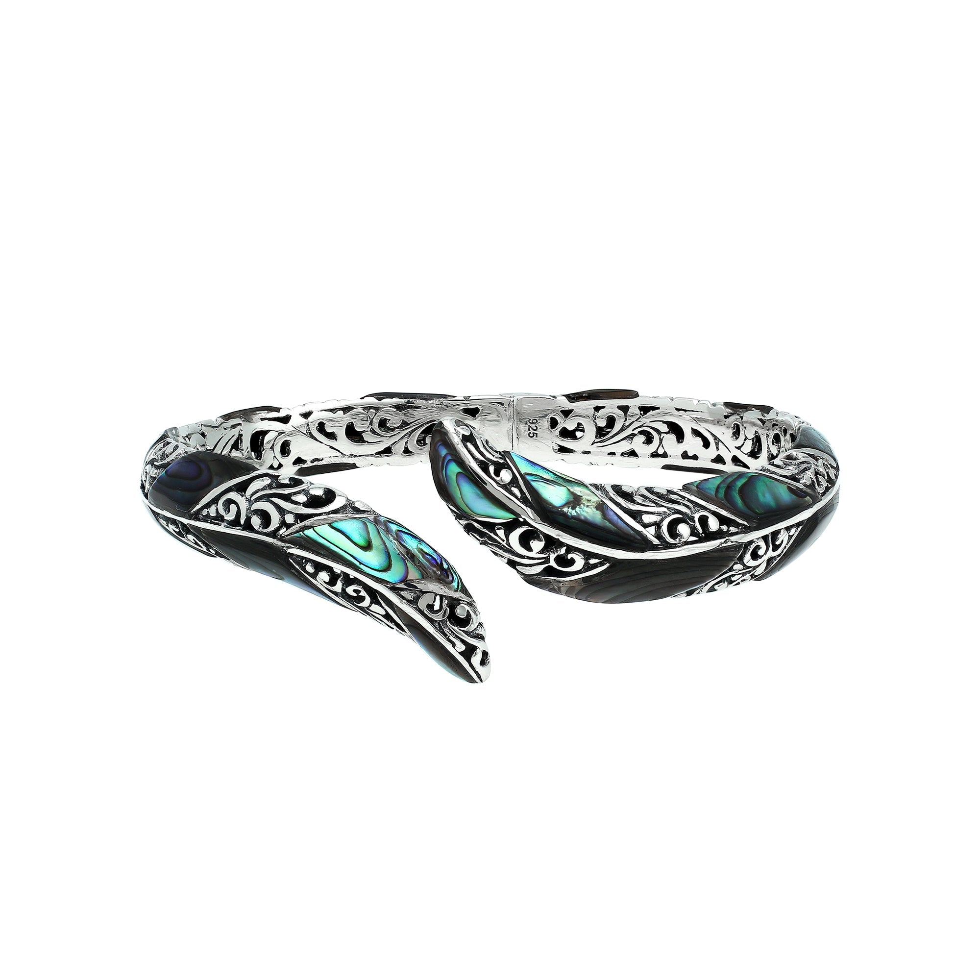 AB-7043-AB Sterling Silver Bangle With Abalone Shell