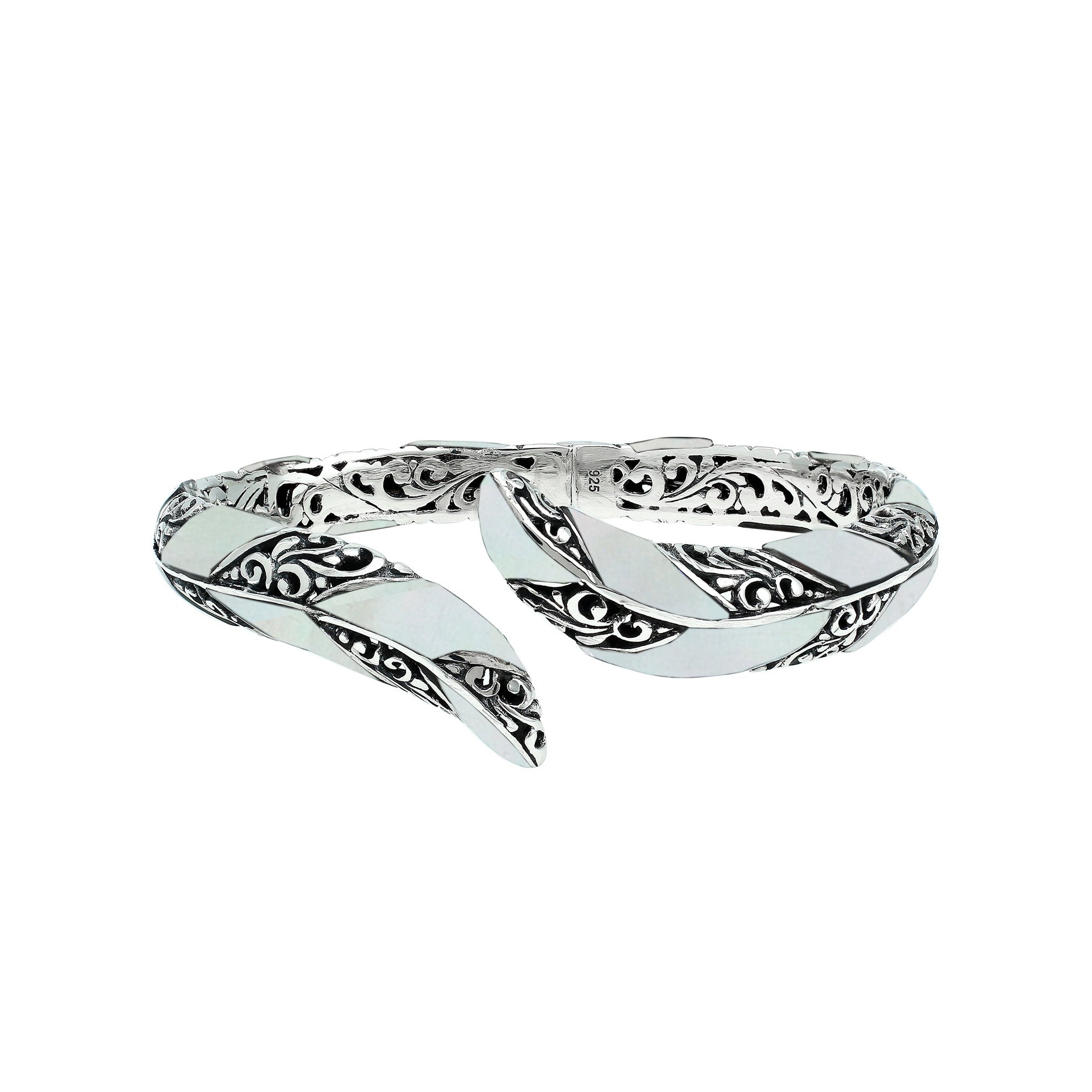 AB-7043-MOP Sterling Silver Bangle With Mother Of Pearl