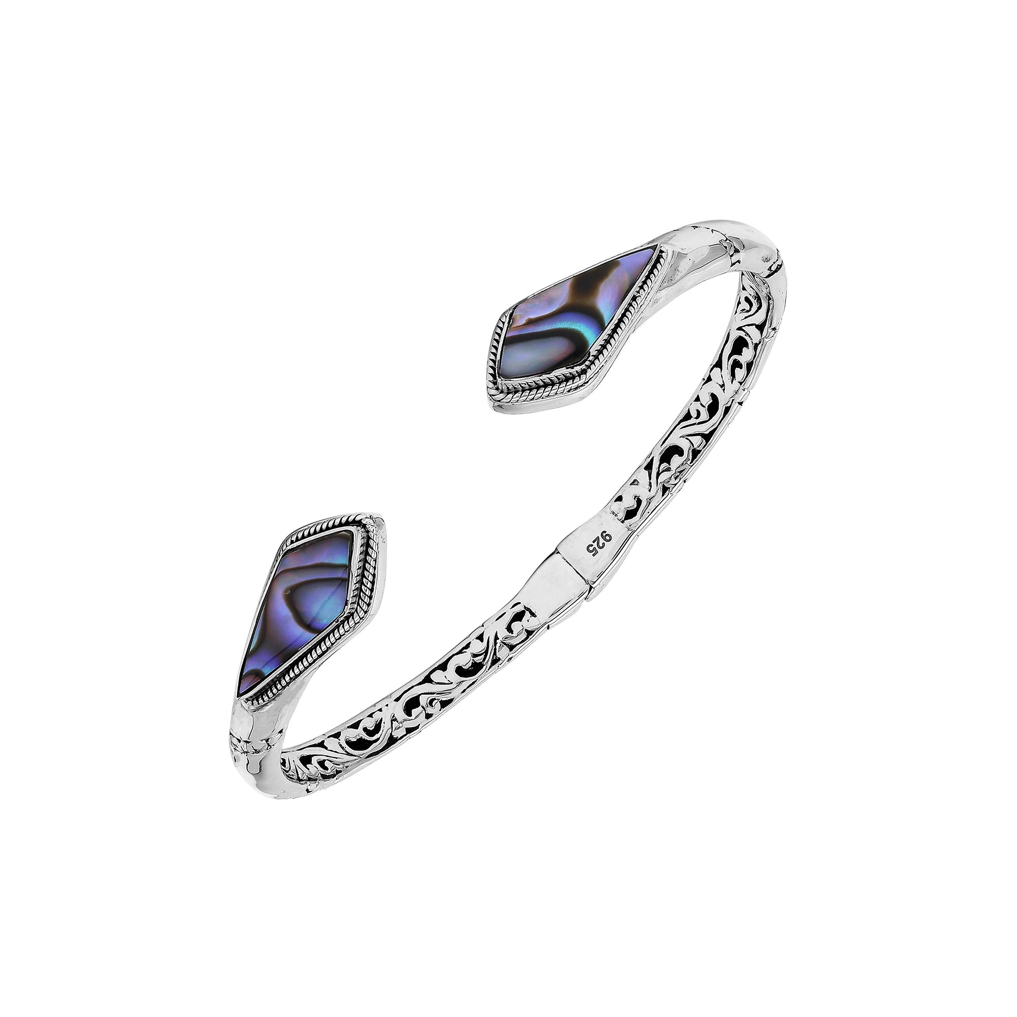AB-7046-AB Sterling Silver Bangle With Abalone Shell