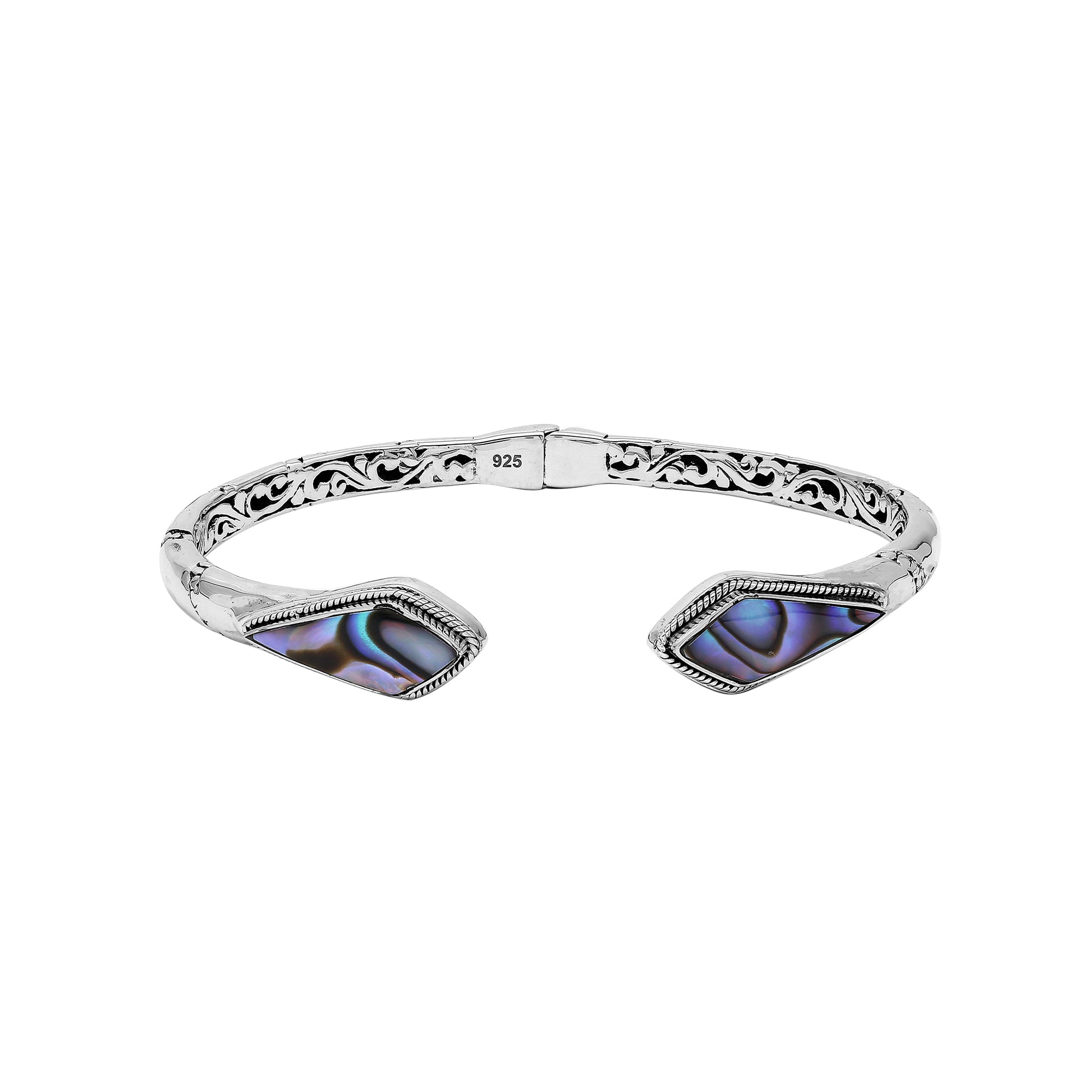 AB-7046-AB Sterling Silver Bangle With Abalone Shell