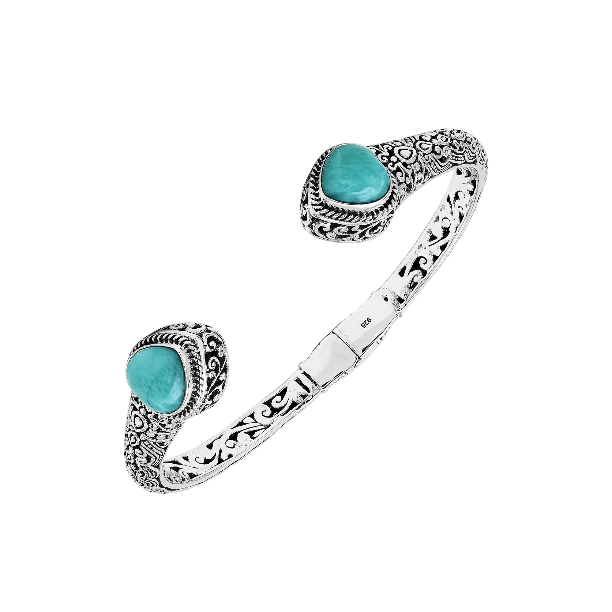 AB-7047-LR Sterling Silver Bangle With Larimar