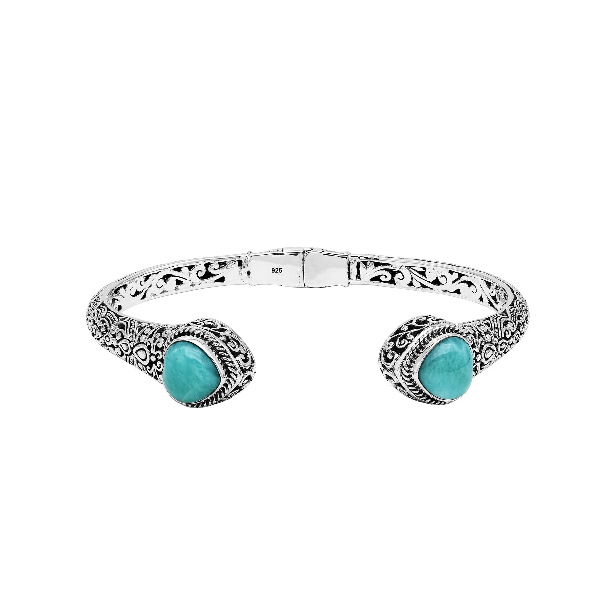AB-7047-LR Sterling Silver Bangle With Larimar