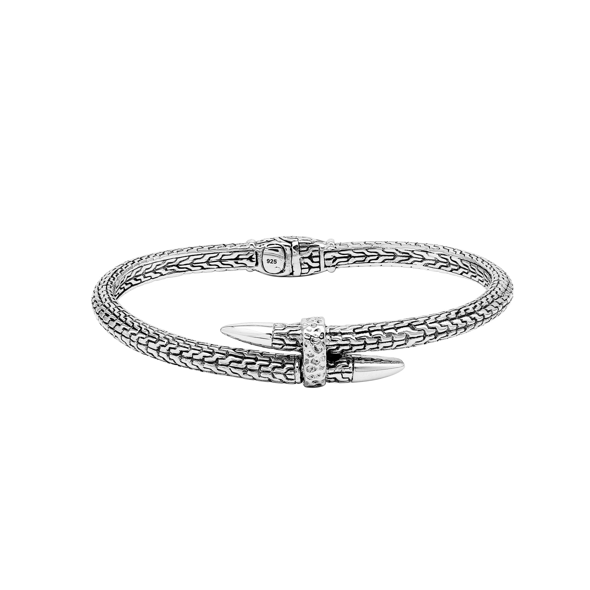 AB-7049-S Sterling Silver Nail Head Woven Bangle Bracelet