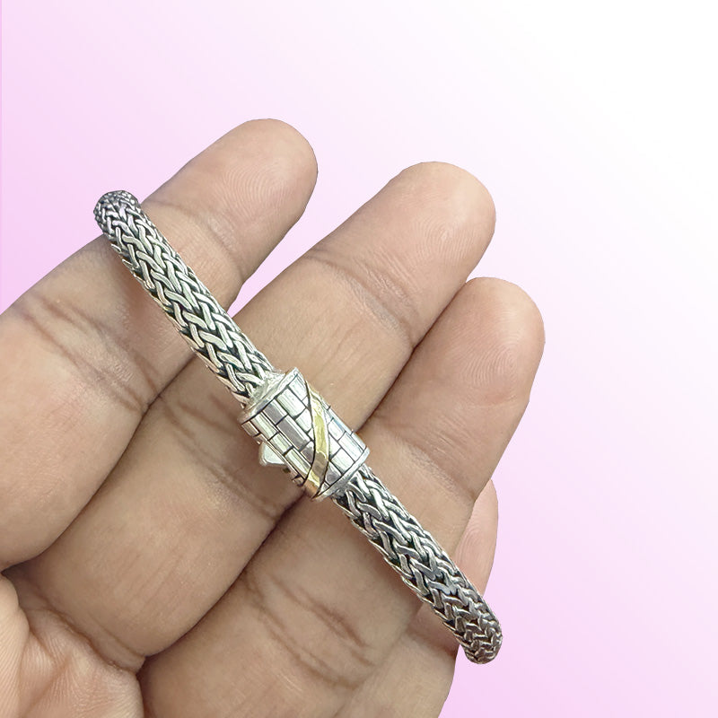 Artisan Sterling Silver Braided Bracelet With 18K Gold Accent