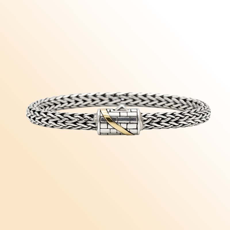 Artisan Sterling Silver Braided Bracelet With 18K Gold Accent