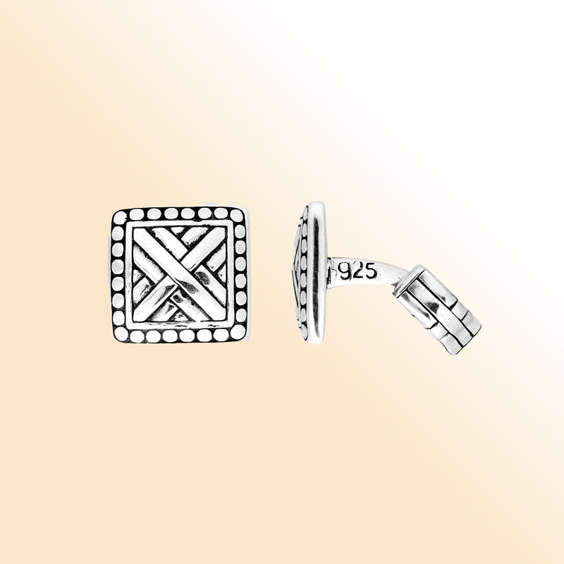 AC-9002-S Sterling Silver Cuff Link With Plain Silver Jewelry Bali Designs Inc 