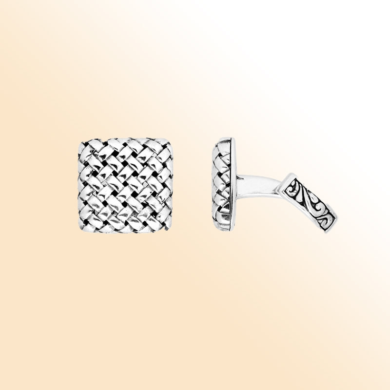 AC-9003-S Sterling Silver Cuff Link With Plain Silver Jewelry Bali Designs Inc 