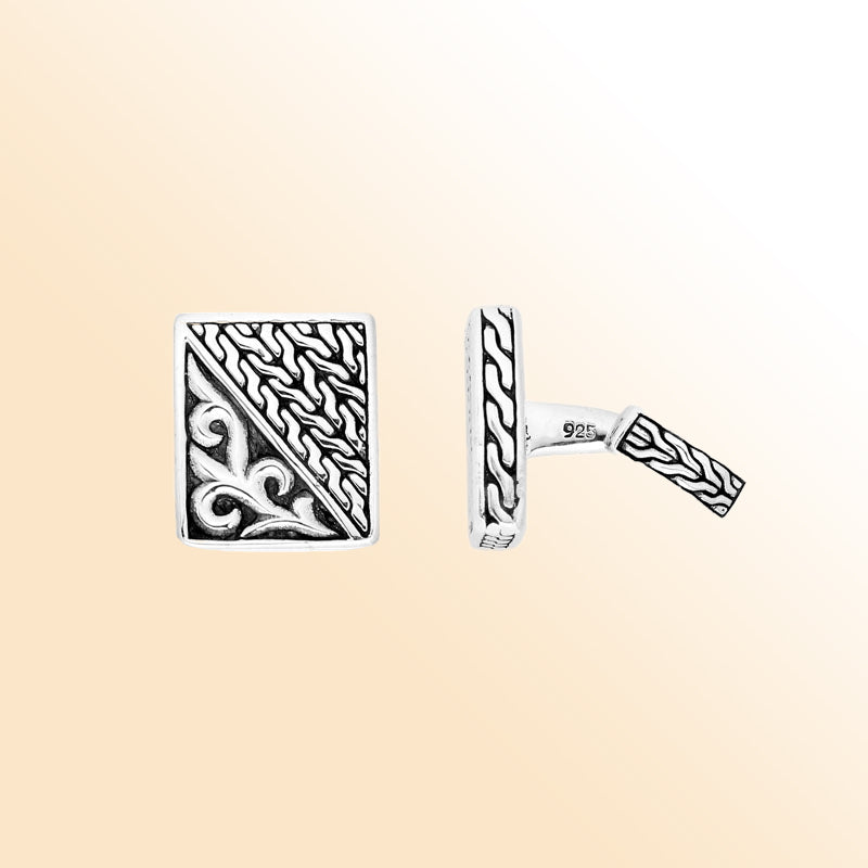 AC-9004-S Sterling Silver Cuff Link With Plain Silver Jewelry Bali Designs Inc 