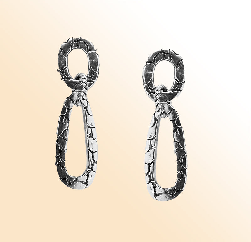 AE-1002-S Sterling Silver Oval Shape Earring With Plain Silver Jewelry Bali Designs Inc 