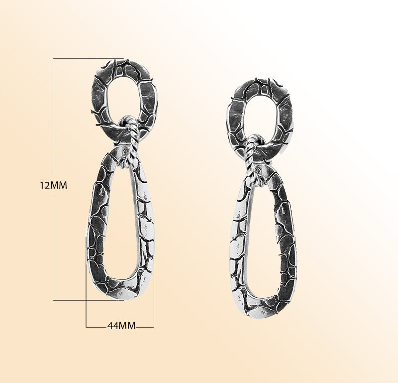 AE-1002-S Sterling Silver Oval Shape Earring With Plain Silver Jewelry Bali Designs Inc 