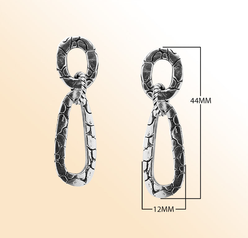 AE-1002-S Sterling Silver Oval Shape Earring With Plain Silver Jewelry Bali Designs Inc 