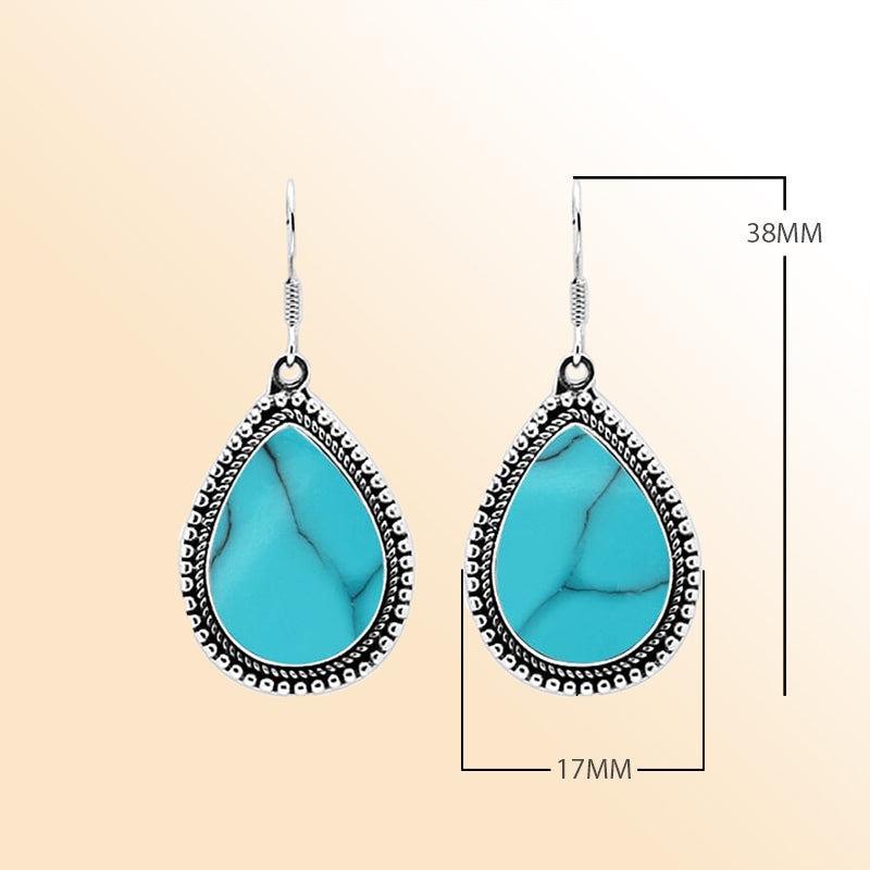 Sterling Silver Hand Crafted Pear Shape Earring With Turquoise Shell Jewelry Bali Designs Inc 